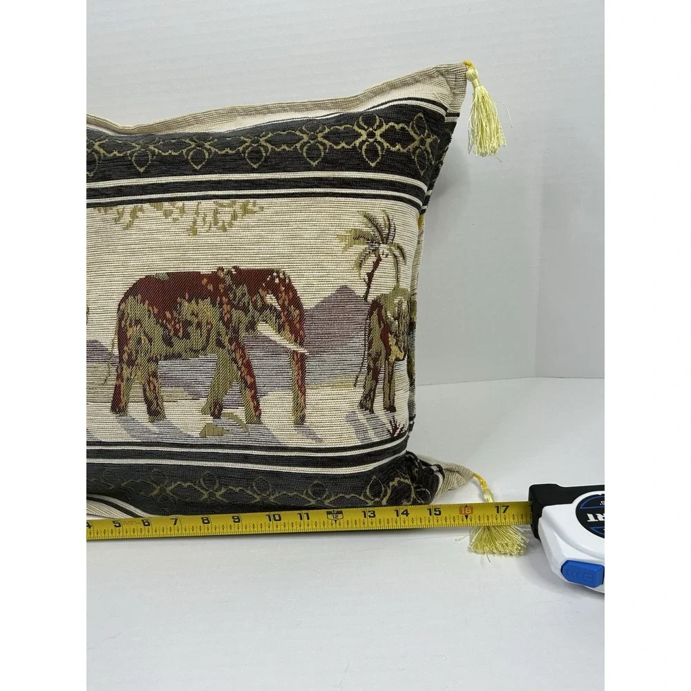 Elephant Decorative Throw Pillow with Tassels Multicolored Multi Print 16